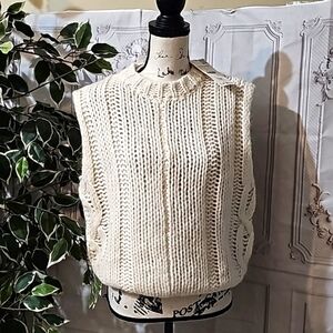 Zara wool blend Cable Knit Sleeveless Top Small